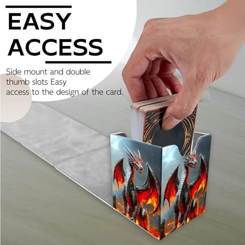 for MTG Deck Box, Trading Card Storage Case Holds 100+ Sleeved Cards, Fiery Dragon in Ruins Magnetic Closure Durable Deck Holder for Magic The Gathering, TCG & Commander - color: Fiery Dragon in Ruins