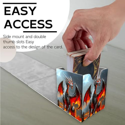 for MTG Deck Box, Trading Card Storage Case Holds 100+ Sleeved Cards, Fiery Dragon in Ruins Magnetic Closure Durable Deck Holder for Magic The Gathering, TCG & Commander - color: Fiery Dragon in Ruins