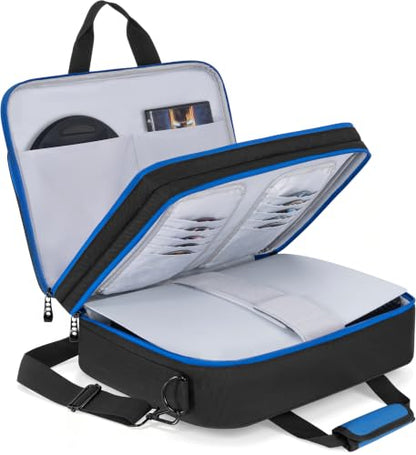 AKOZLIN Padded Carrying Travel Bag Compatible with PS5/PS5 Pro Console Compatible with Monitor,Headset,Game,Charger & Accessories Storage Case [Video Game] - style: For Ps5/Pro-black Blue