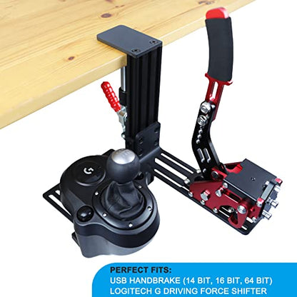 Racing Sim Shifter & Handbrake Desk Mount Clamp Compatible with Logitech G Driving Force, Thrustmaster TH8A, TH8S, TSSH, USB Handbrake (14/16/64 Bit) & G29/920/923, T248/300/500 Wheels (ONLY Clamp)