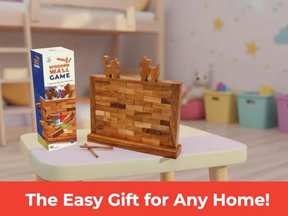 BSIRI Wooden Brick Wall Balancing Game | With Characters, Classic Brick Board Games - style: The Wall Game
