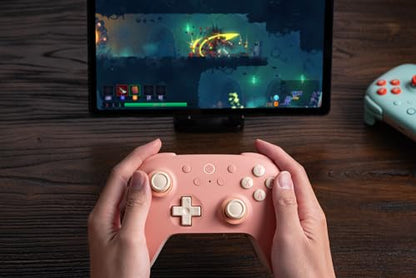 8Bitdo Ultimate 2C Hall Effect Joysticks and Hall Triggers Wireless Controller for Windows PC and Android, with Remappable L4/R4 Bumpers, Turbo function & Rumble vibration (Peach) - color: Peach, size: Ultimate 2C