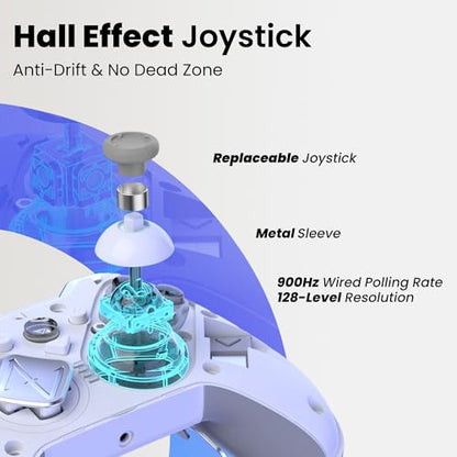 ZD O+ Excellence Wireless PC Controller – Modular Design, Hall Effect Joysticks, Remappable Buttons, RGB & Audio Jack for Switch/Switch2, PC, Android, iOS & Steam (White) - color: White