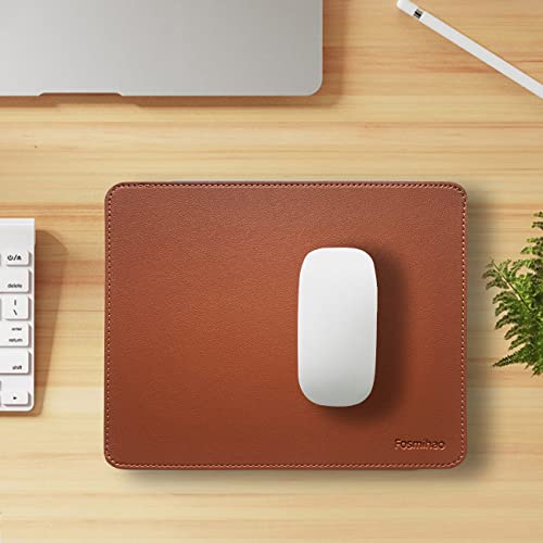 Leather Mouse Pad - Wooden Double-Sided Mouse Pad with Stitched Edge, Waterproof Ultra-Thin, 10.2 x 8.3 Inch, Brown - color: Brown