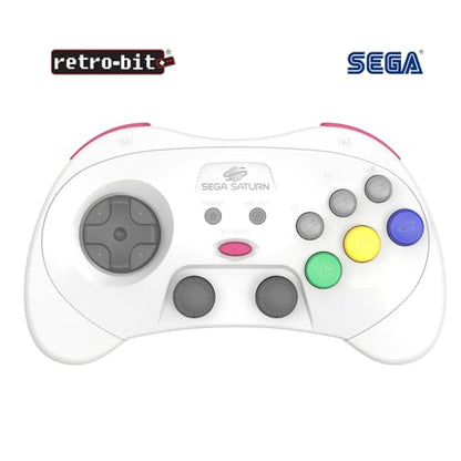 Retro-Bit SEGA Saturn® PRO - 2.4GHz Wireless Pro Controller for Sega Saturn, Sega Genesis Mini, Switch, PC, Mac - Includes 2 Receivers - White - color: White