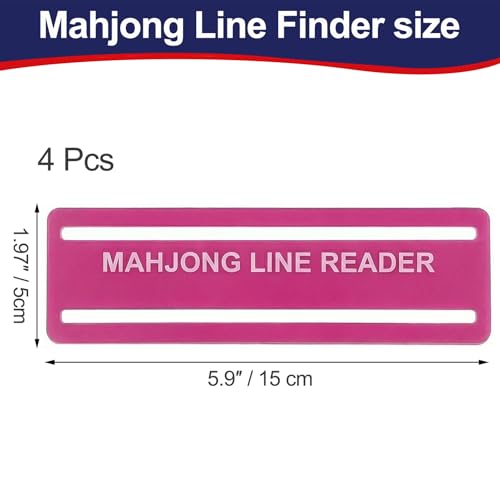 4Pcs Mahjong Card Line Reader, Upgrade Pink Mah Jongg Line Finder | Mahjong Line Finder for Strategy Tool for Beginners, for Travel, Parties, Competitions, Game Nights - color: Pink Upgrade