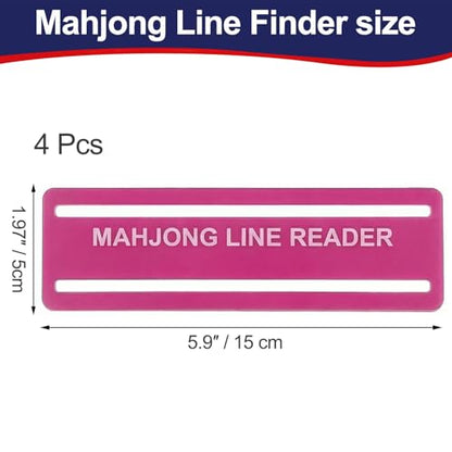 4Pcs Mahjong Card Line Reader, Upgrade Pink Mah Jongg Line Finder | Mahjong Line Finder for Strategy Tool for Beginners, for Travel, Parties, Competitions, Game Nights - color: Pink Upgrade