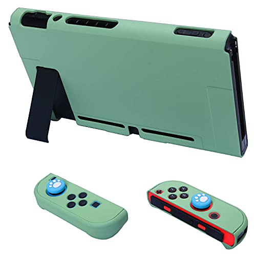 Dockable Case for Nintendo Switch - COMCOOL 3 in 1 Protective Cover Case for Nintendo Switch and Joy-Con Controller with Screen Protector and Thumb grips - Tea Green - color: Tea Green