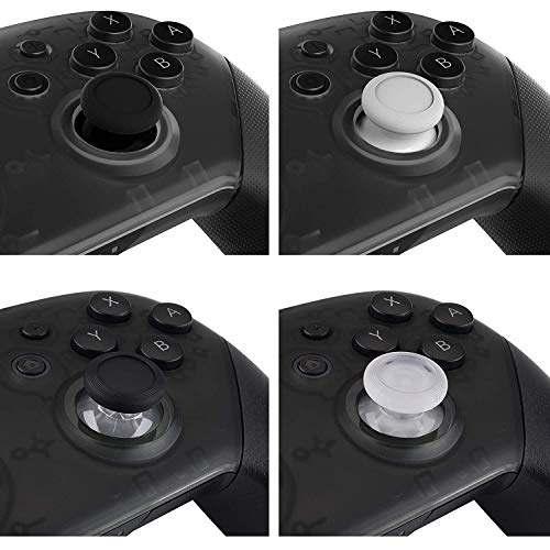 eXtremeRate Replacement 3D Joystick Thumbsticks, Analog Thumb Sticks with Cross Screwdriver for Nintendo Switch Pro Controller - Black & White & Transparent & Transparent Black - color: Black & White & Transparent & Transparent Black