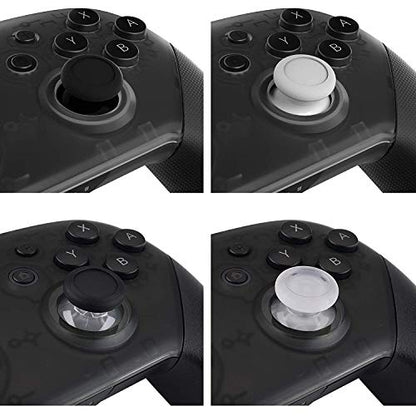 eXtremeRate Replacement 3D Joystick Thumbsticks, Analog Thumb Sticks with Cross Screwdriver for Nintendo Switch Pro Controller - Black & White & Transparent & Transparent Black - color: Black & White & Transparent & Transparent Black