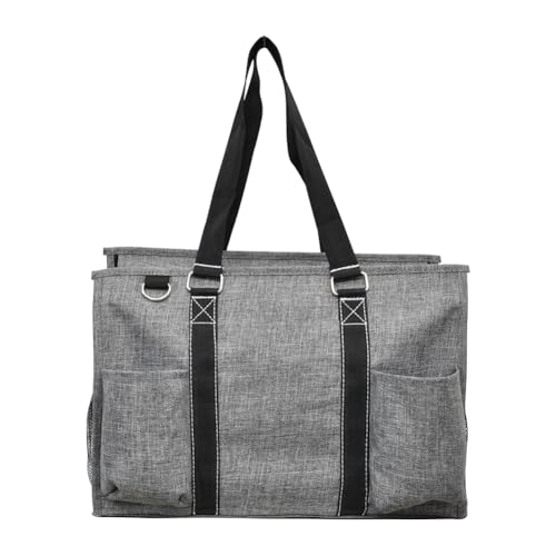NGIL Utility Water Resistant Tote Bag | Work Tote for Women, Nurse Bag, Teacher's Choice Purse, Gym Bag, Everyday Organizer Top Zipper Closure - color: Crosshatch Gray