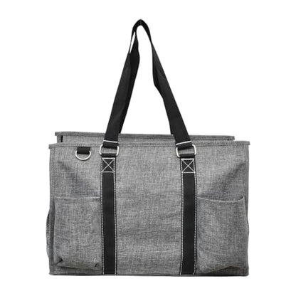 NGIL Utility Water Resistant Tote Bag | Work Tote for Women, Nurse Bag, Teacher's Choice Purse, Gym Bag, Everyday Organizer Top Zipper Closure - color: Crosshatch Gray