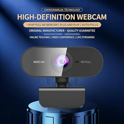 1080P Full HD Webcam with Dual Microphones, Security Camera,90 Degree FOV, Plug and Play USB for Streaming and Conferencing, Black