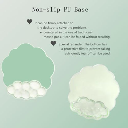 Gel Cloud Wrist Rest Keyboard Clear Green Mouse Pad with Wrist Rest Set 3PCS Ergonomic Cool Keyboard Wrist Pad Cute Acrylic Coaster Non-Slip Base Cute Transparent Mouse Wrist Pad Support for Computer - color: 3pcs Gel Green