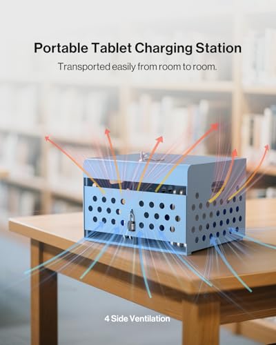 POCHAR 16-Unit Charging Cabinet for Laptops & Tablets with Cable Management | Wall-Mount Metal Charging Station for Chromebooks, iPads – Lockable Storage Box for Schools & Offices, Grounding Protection - size: 16-Device