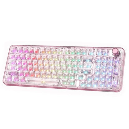 YUNZII X98 Wireless Mechanical Keyboard with Knob (Pink, Crystal Switch) | BT5.0/USB-C/2.4GHz,1800 Layout with Number Pad,Pre-lubed Switches Gasket Mount ,Clear Keyboard with RGB for Wins/Mac/Gaming - color: Pink, size: Crystal Switch