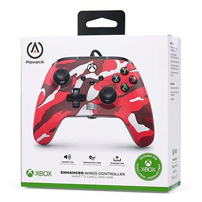 PowerA Enhanced Wired Controller for Xbox Series X|S - Red Camo, gamepad, wired video game controller, gaming controller, works with Xbox One - color: Red Camo