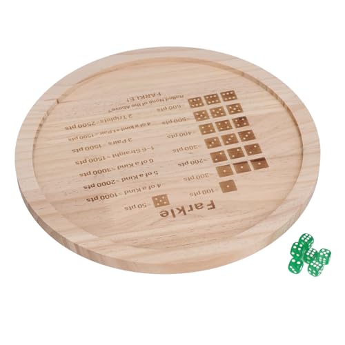 Farkle Dice Tray, Premium Wooden Dice Tray for Classic Family Game Night, Improve Math Skills with 6 & Storage Bag (Round 30cm) - color: Round 30cm