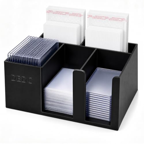 DEDC 5-Slot Card Caddy and Toploader Dispenser with Penny Sleeve Holder | 3D-printed PLA organizer for semi-rigid holders, grading prep, live breaks and order packing, with quick open-front access. - size: 5slot