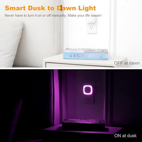 2 Pack Purple Night Light, Gentle Eye-Care with Dimmable Soft Glow & Indirect Reflection, Auto Dusk to Dawn Sensor, Plug in Nightlight for Meditation Corner, Creative Studio, Bedroom, Bathroom | Eye-Care Reflected Glow, Dusk to Dawn Sensor, Auto ON/OFF, L