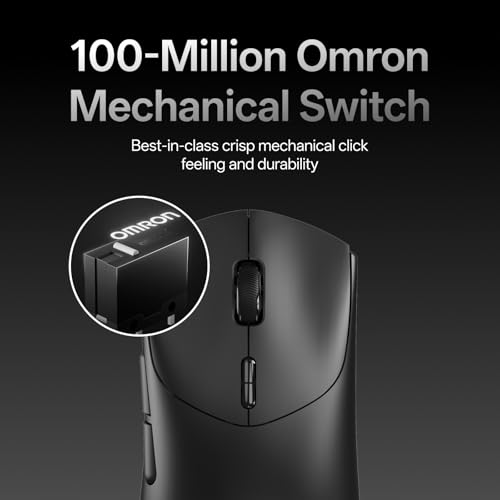 Rapoo VT7 Wireless Gaming Mouse, True 8K Wireless Polling Rate, 53g Lightweight, Up to 750 Hr Battery, Nordic nRF54L15 MCU, 100-Million Mechanical Switch, 10 Programmable Buttons, Black - color: Black