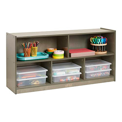 ECR4Kids 5-Compartment Mobile Storage Cabinet, Toddler, Classroom Furniture, Grey Wash - color: Grey Wash