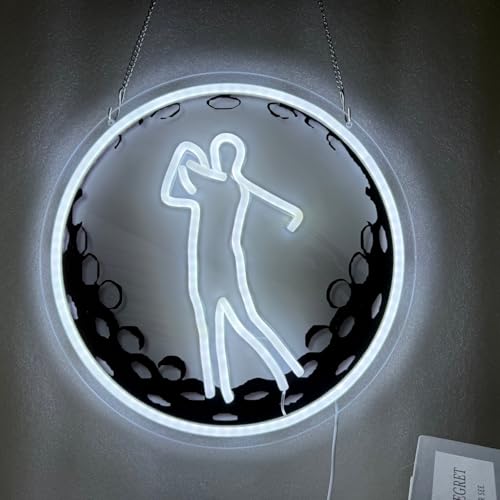 Golf neon light, golf LED sign wall decoration, USB powered with adjustable brightness, great for a men's lounge, golf club, home bar, a gift for golf enthusiasts - color: JUREN - White