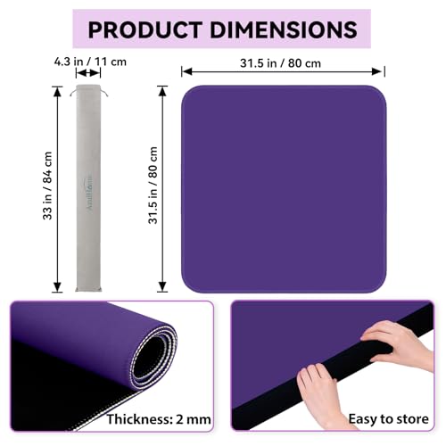 31.5'' Purple Mahjong Mat for Table, Non-Slip Noise Reduction Gaming Mat | Classic Gaming Mat with Carrying Bag for Mahjong, Poker, Card, Domino, Board Games, Dominoes,Cards & Tile Games - color: Royal Purple