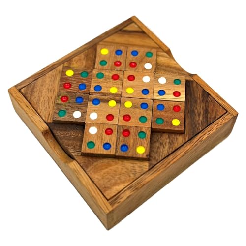 Color Match 12 Pieces Puzzle Fun Challenging Wooden IQ Brain Teaser Game - style: 12 Pieces Color Match