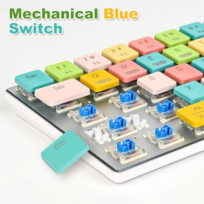 surmen 60% Wireless Mechanical Gaming Keyboard Ultra Thin Low Profile | Triple Mode 2.4GHz/USB-C/BT5.0, RGB Backlit, 68 Keys Low Profile Blue Switch Anti-Ghosting Keys for Gaming Office - color: Candy