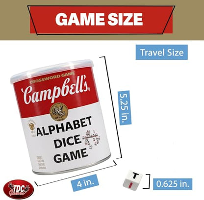 TDC Games Campbell's Alphabet Dice Game, Great for Party Favors, for Travel, Camping Family Game Night, Yard Games for Adults and Family