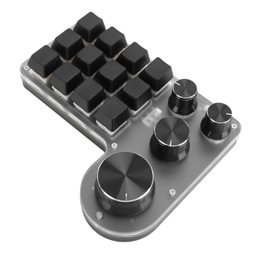 Macro Pad Macro Keyboard, Programmable Keypad Customized 12 Keys Mini Mechanical Gaming Keyboard, One Handed Keyboard Micro Keyboard Macropad 4 Knobs