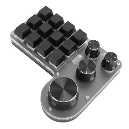 Macro Pad Macro Keyboard, Programmable Keypad Customized 12 Keys Mini Mechanical Gaming Keyboard, One Handed Keyboard Micro Keyboard Macropad 4 Knobs