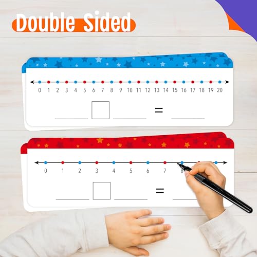 15 PCS Number Line Dry Erase Boards, Double Sided Writable and Erasable Board-0-10 on One Side & 0-20 on Other Side Math White Board for Kids, Students, Classroom and Home (12” x 4”) - color: Stars, size: 0-10/0-20 -15 Packs