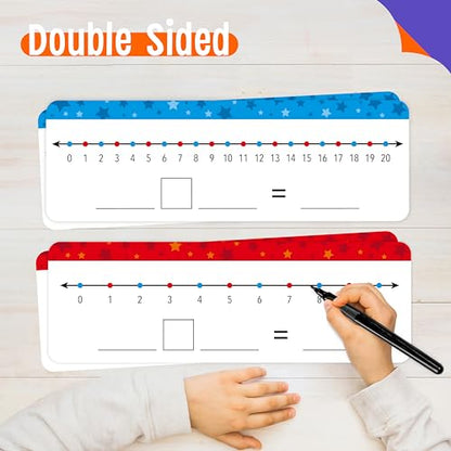 15 PCS Number Line Dry Erase Boards, Double Sided Writable and Erasable Board-0-10 on One Side & 0-20 on Other Side Math White Board for Kids, Students, Classroom and Home (12” x 4”) - color: Stars, size: 0-10/0-20 -15 Packs