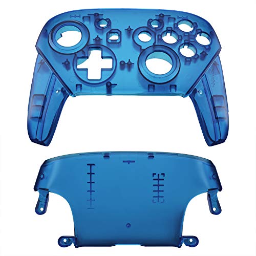 eXtremeRate Transparent Blue Faceplate and Backplate for Nintendo Switch Pro Controller, DIY Replacement Shell Housing Case for Nintendo Switch Pro - Controller NOT Included - color: Clear Blue
