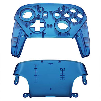 eXtremeRate Transparent Blue Faceplate and Backplate for Nintendo Switch Pro Controller, DIY Replacement Shell Housing Case for Nintendo Switch Pro - Controller NOT Included - color: Clear Blue