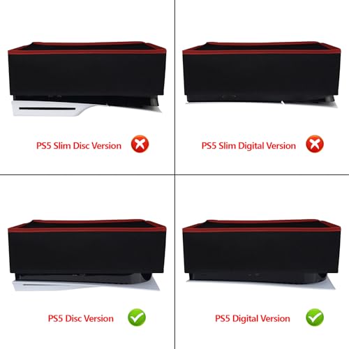 PlayVital Black Nylon Horizontal Dust Cover for ps5, Soft Neat Lining Dust Guard, Anti Scratch Waterproof Cover Sleeve for ps5 Console Digital Edition & Disc Edition - Red Trim - color: Red Trim