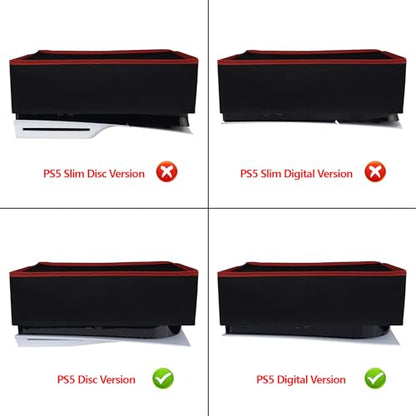 PlayVital Black Nylon Horizontal Dust Cover for ps5, Soft Neat Lining Dust Guard, Anti Scratch Waterproof Cover Sleeve for ps5 Console Digital Edition & Disc Edition - Red Trim - color: Red Trim