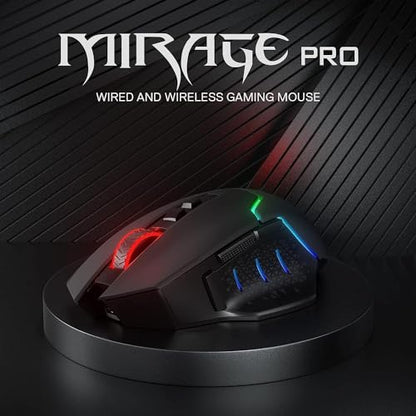Redragon M690 PRO Wireless RGB Gaming Mouse 8000 DPI Remapping Keys | Cable-Free 0 Delay, Rapid-Fire Macro Keybinds, Vibing Backlight, Ergonomic Grip Body Comfort - style: M690 PRO Black