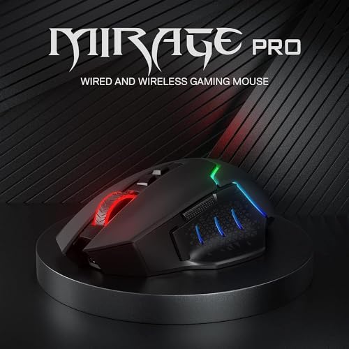 Redragon M690 PRO Wireless RGB Gaming Mouse 8000 DPI Remapping Keys | Cable-Free 0 Delay, Rapid-Fire Macro Keybinds, Vibing Backlight, Ergonomic Grip Body Comfort - style: M690 PRO Black
