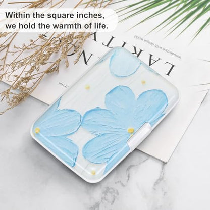 Mini RFID Aluminum Wallet Credit Cards Holder Business Card Case Metal ID Case for Men Women(Cerulean Flower) - color: Cerulean Flower