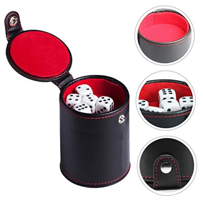 Leather Dice Cup Set Lids Professional Dice Shaker for Game Players PU Leather Double-Layer Storage for Table Games for Parties and Club Entertainment