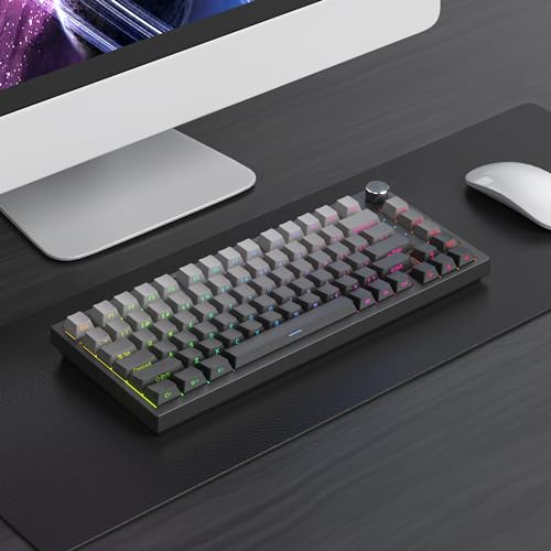Guffercty kred 140- Keys Side Printed Keycap PBT Gradient Keycaps 75 Percent, Cherry Profile Minimalist Style Custom Shine Through Keyboard Keycap for Mechanical Keyboards(Grey Side Print) - color: Grey Side Print