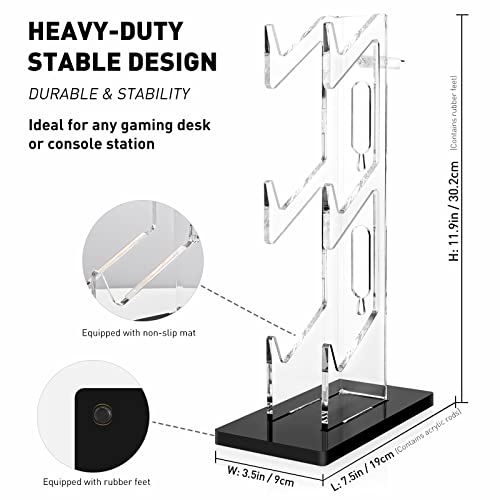 OAPRIRE Controller Stand Headset Stand, 3 Tier Acrylic Gaming Controller Holder Compatible with PS4, PS5, PC, Xbox, Universal Design (Black) - color: Black, size: 3 Tier-without lights