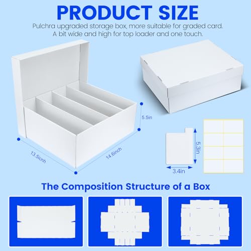 Pulchra 4 Pack Trading Graded Card Storage Box - 4 Rows Graded Card Case Holds 176 PSA Slab Cards, Graded Card, Cardboard Holder Organizer Boxes with Dividers for Sport Cards PSA/GMA/CSG/SGC/HGA/MTG - size: 4 Pack, style: 4 Row