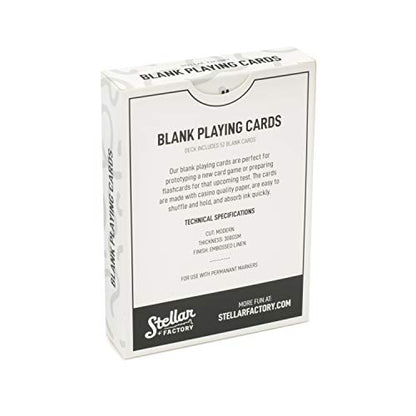 Stellar Factory 빈 플레잉 카드 52개, 포커 사이즈, 턱 박스 포함 | 카지노 품질의 카드스톡, 6.4 x 8.9cm(2.5 x 3.5인치) | 프로토타이핑, 맞춤형 카드 제작 및 플래시 카드 세트를 위한 완벽한 52장의 카드 덱 - size: 1 Count