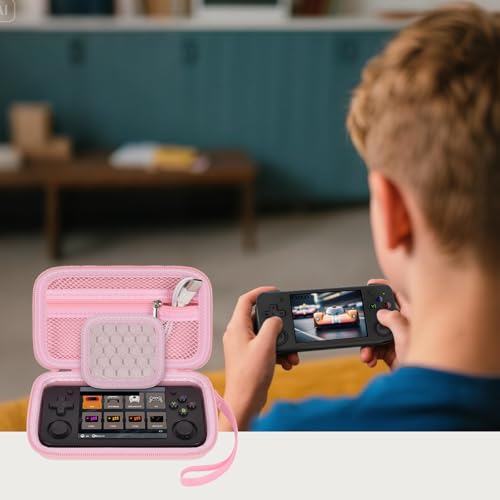 GWCASE Case for Anbernic RG35XX H RG28XX Retroid Game Console, Pink | 벨크로 스트랩 잠금 장치가 있는 맞춤형 핏 내부 트레이, 일상적인 휴대 및 여행, 캠프 또는 출퇴근을 위한 압력 방지 보호, 박스만 포함 - color: 핑크