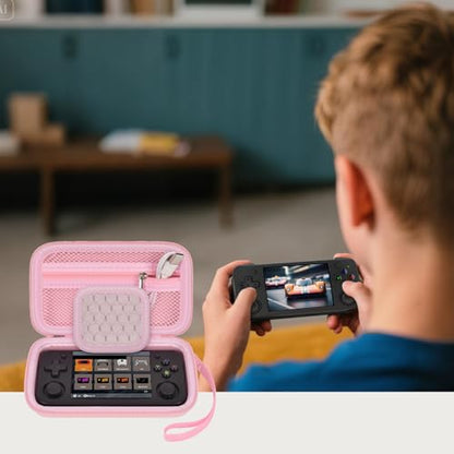 GWCASE Case for Anbernic RG35XX H RG28XX Retroid Game Console, Pink | 벨크로 스트랩 잠금 장치가 있는 맞춤형 핏 내부 트레이, 일상적인 휴대 및 여행, 캠프 또는 출퇴근을 위한 압력 방지 보호, 박스만 포함 - color: 핑크