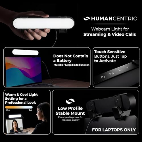 HumanCentric Video Conference Lighting, Laptop Only Webcam Light | For Streaming, LED Laptop Light for Video Conferencing, Zoom Lighting for Computer, Upgrade Light for Zoom Meetings